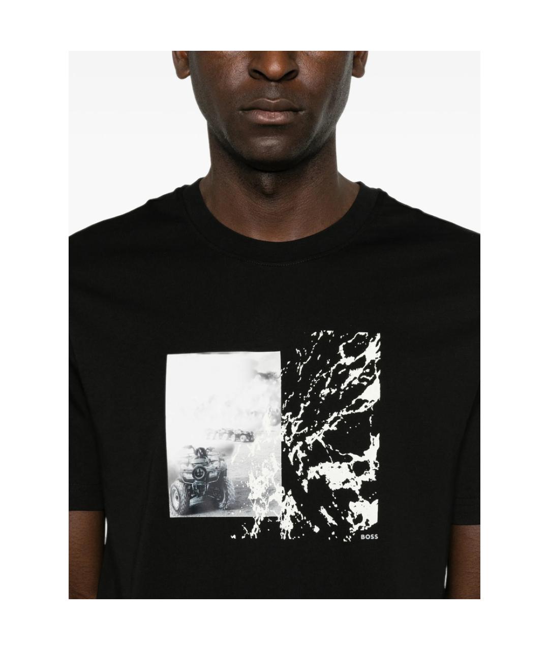 HUGO BOSS Черная хлопковая футболка, фото 5