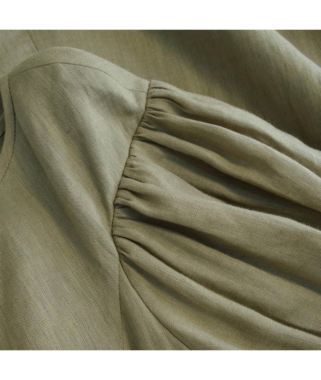 ZIMMERMANN Хаки льняное повседневное платье, фото 4