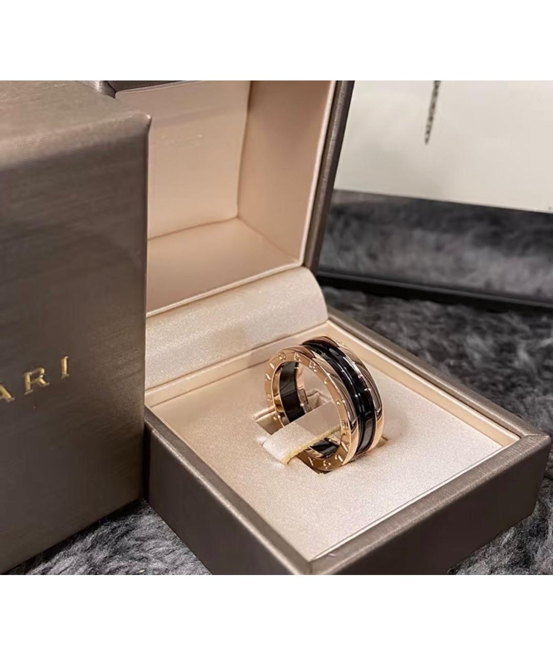 BVLGARI Черное кольцо из розового золота, фото 2