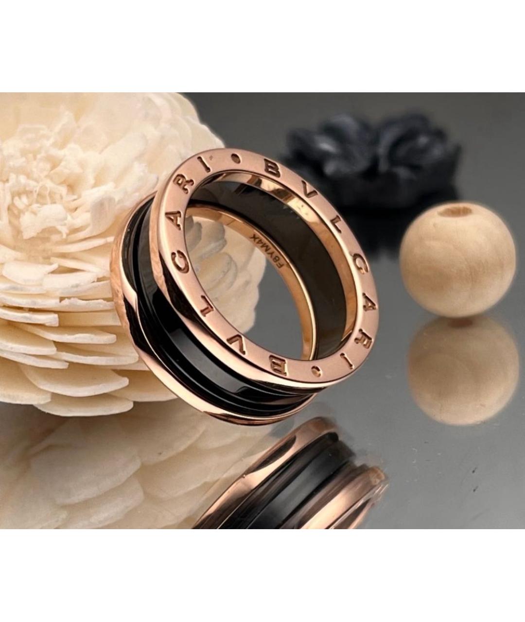 BVLGARI Черное кольцо из розового золота, фото 4