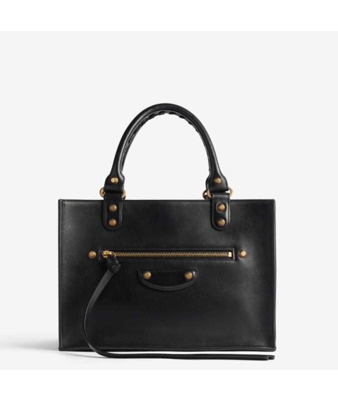 BALENCIAGA Черная кожаная сумка тоут, фото 5
