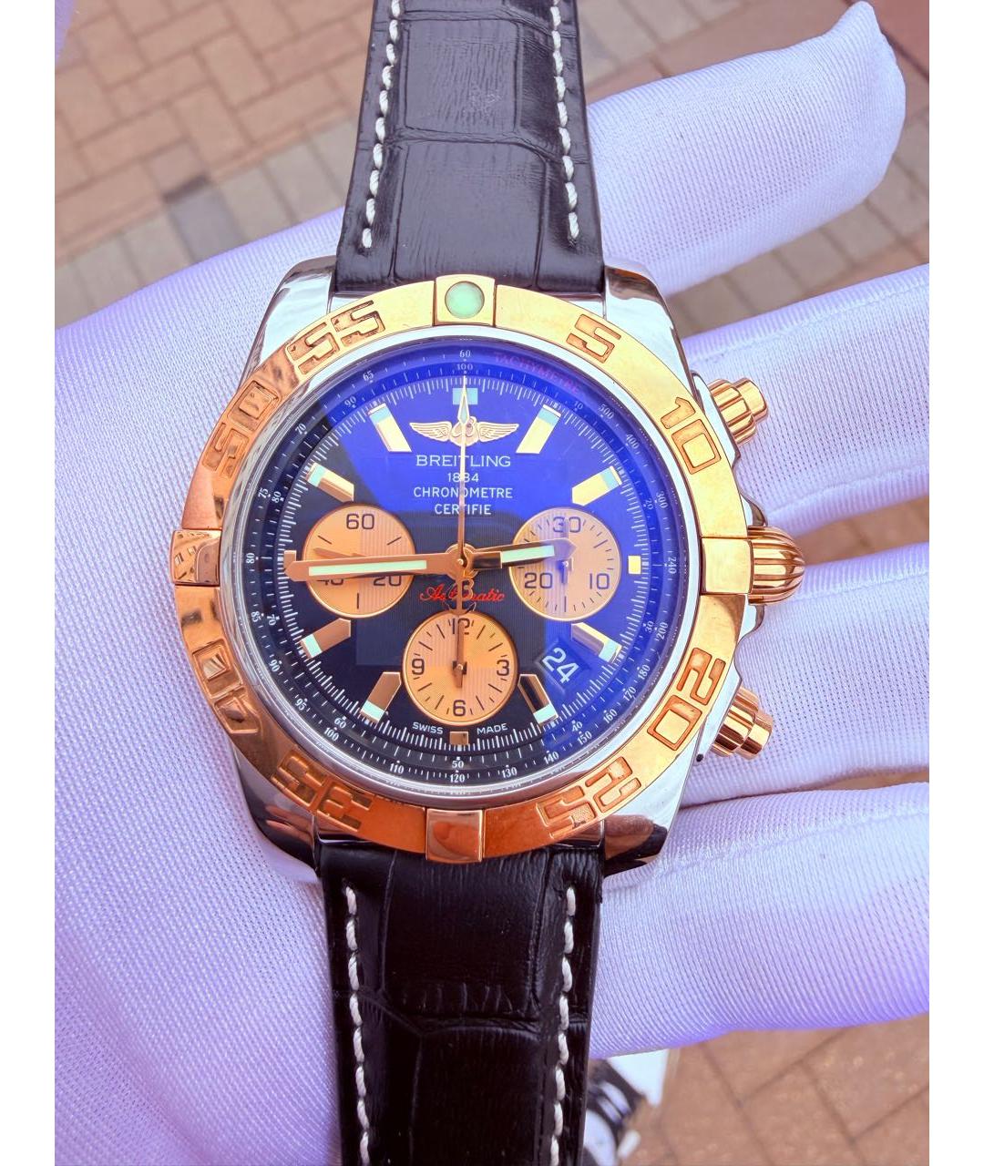 BREITLING Белые часы из желтого золота, фото 4