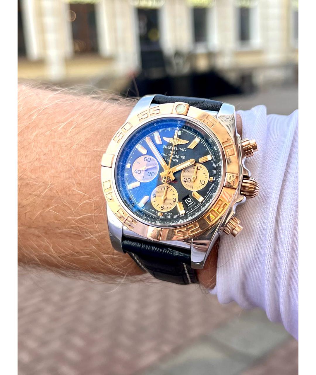BREITLING Белые часы из желтого золота, фото 3