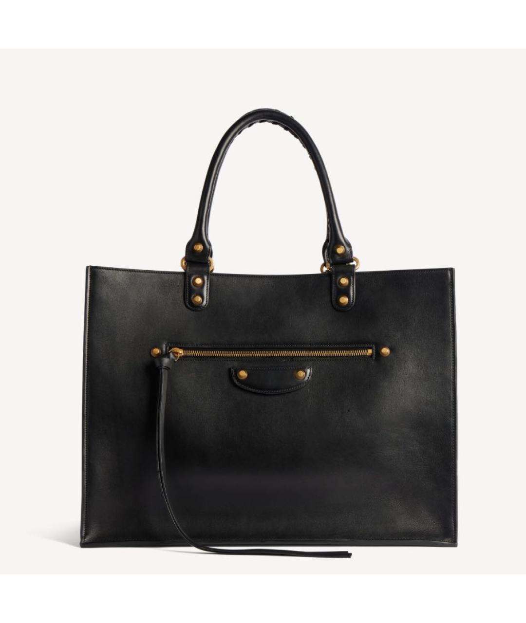 BALENCIAGA Черная кожаная сумка тоут, фото 5