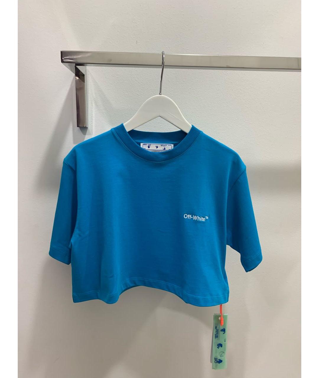 OFF-WHITE Голубая хлопковая футболка, фото 5