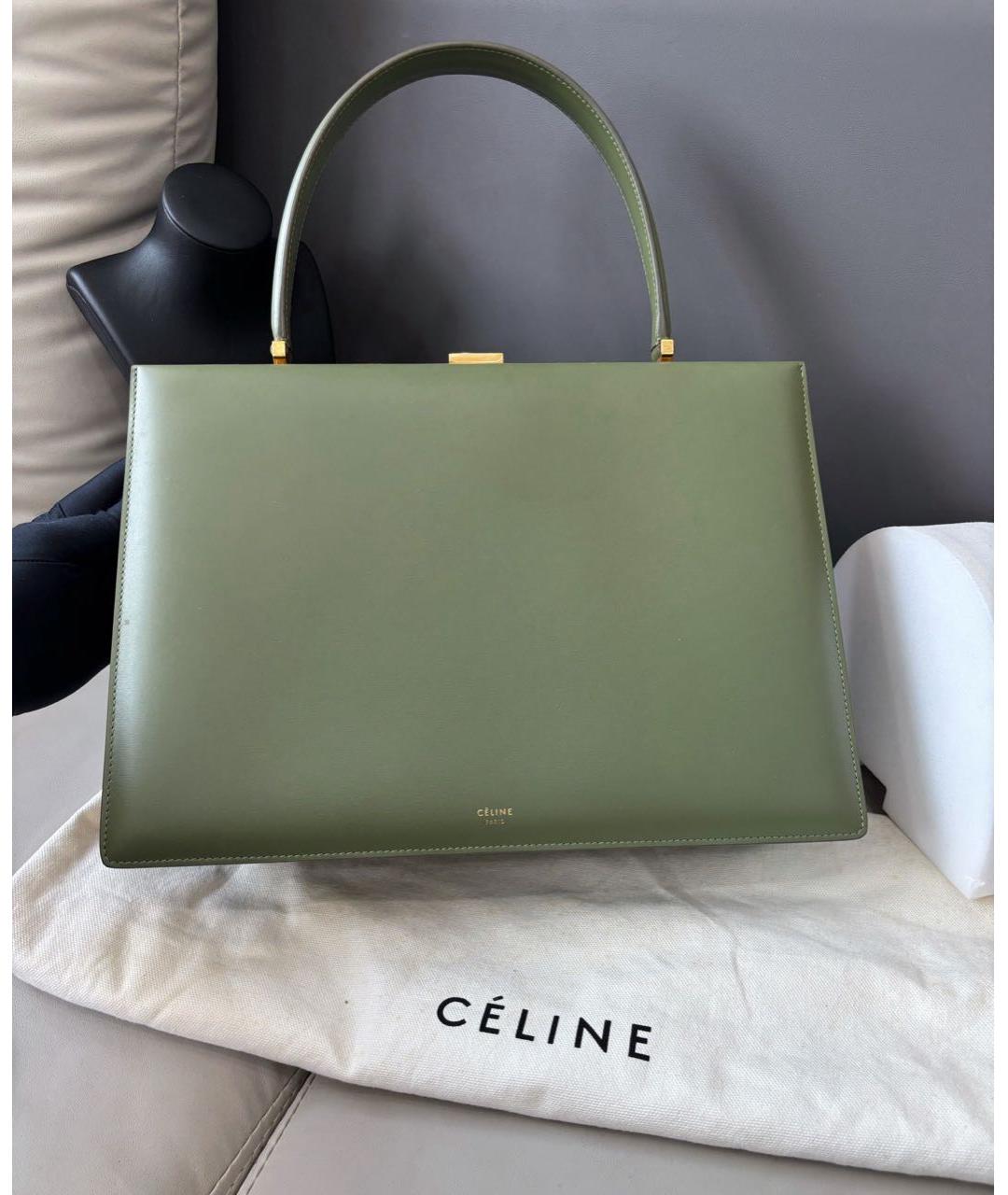 CELINE Зеленая кожаная сумка через плечо, фото 8