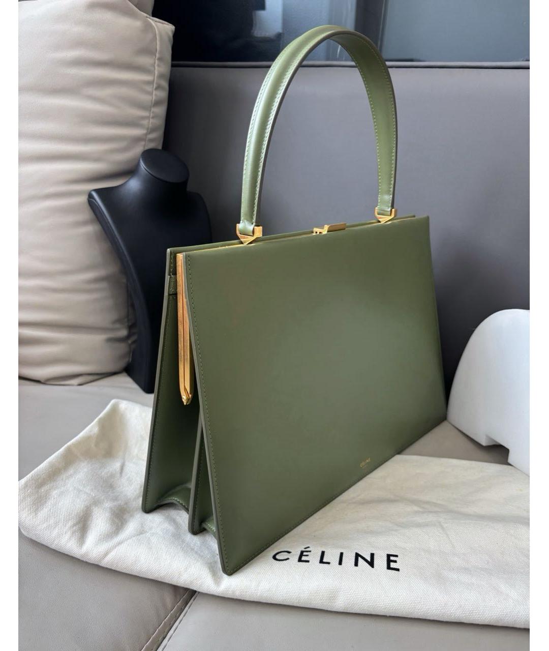 CELINE Зеленая кожаная сумка через плечо, фото 3