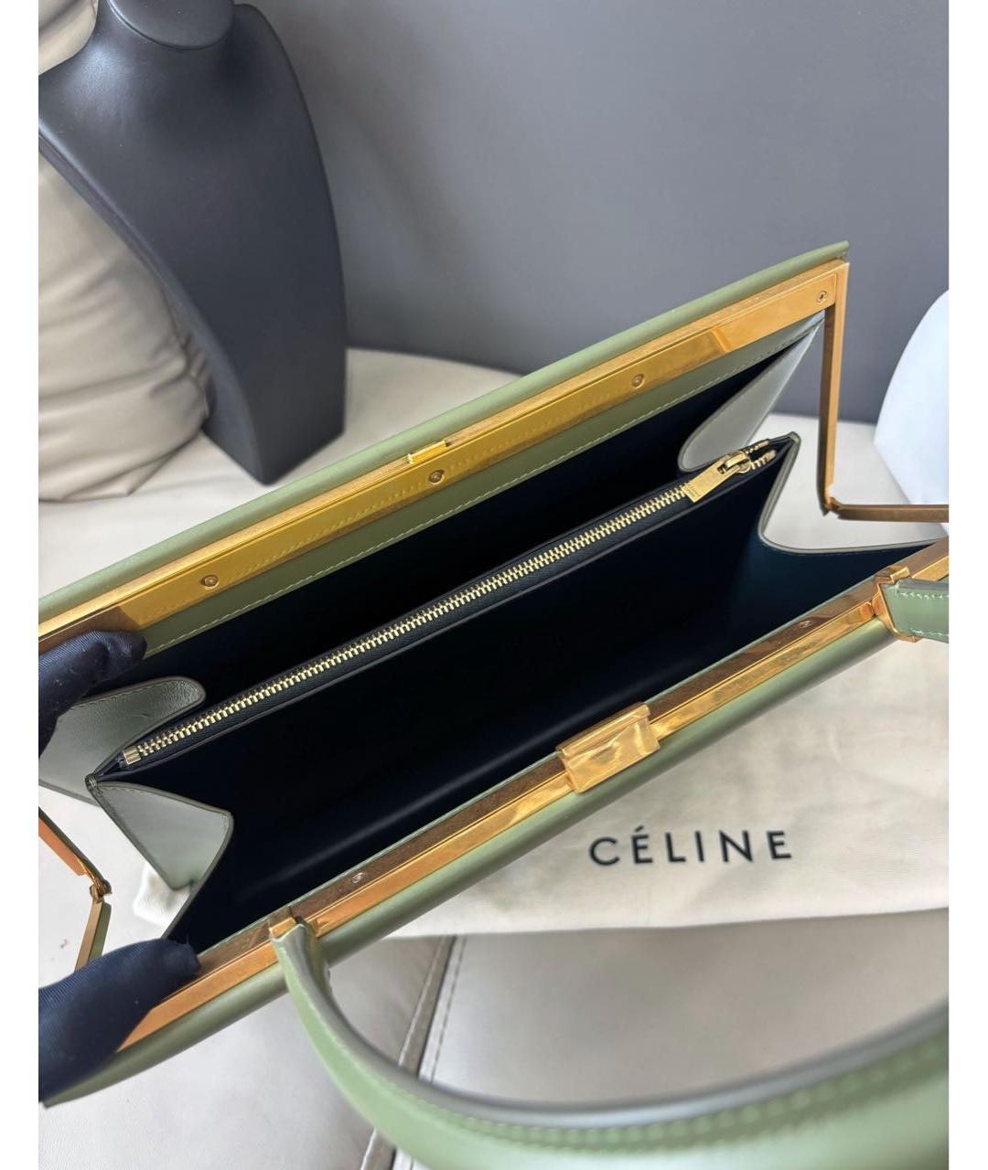 CELINE Зеленая кожаная сумка через плечо, фото 7