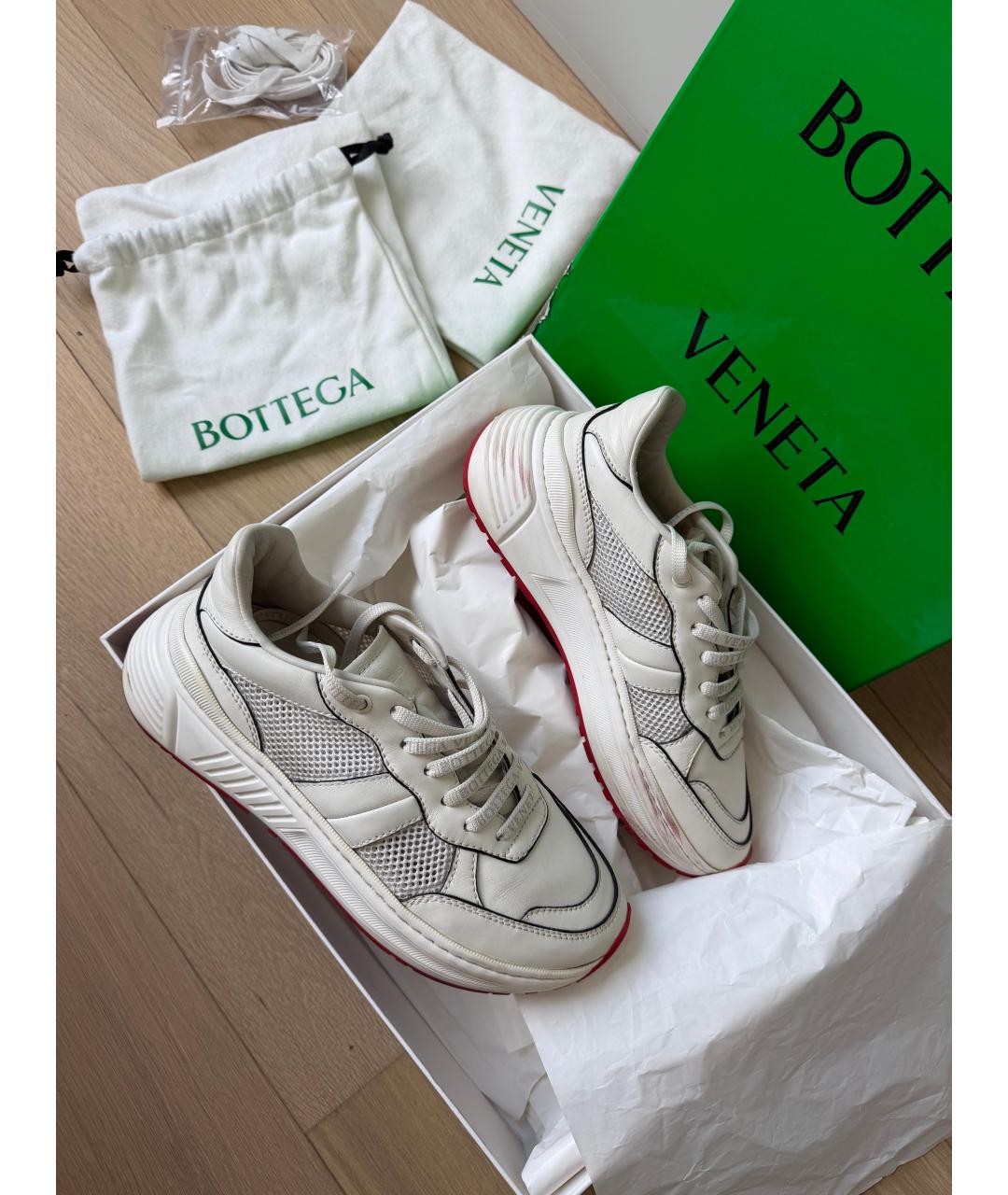 BOTTEGA VENETA Белые кожаные кроссовки, фото 7