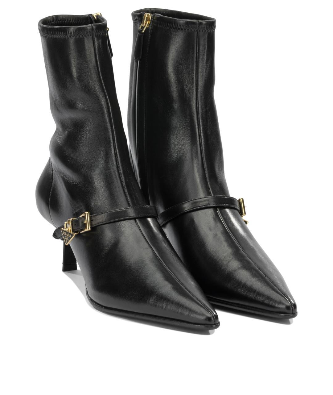 PRADA Черные кожаные ботильоны, фото 2
