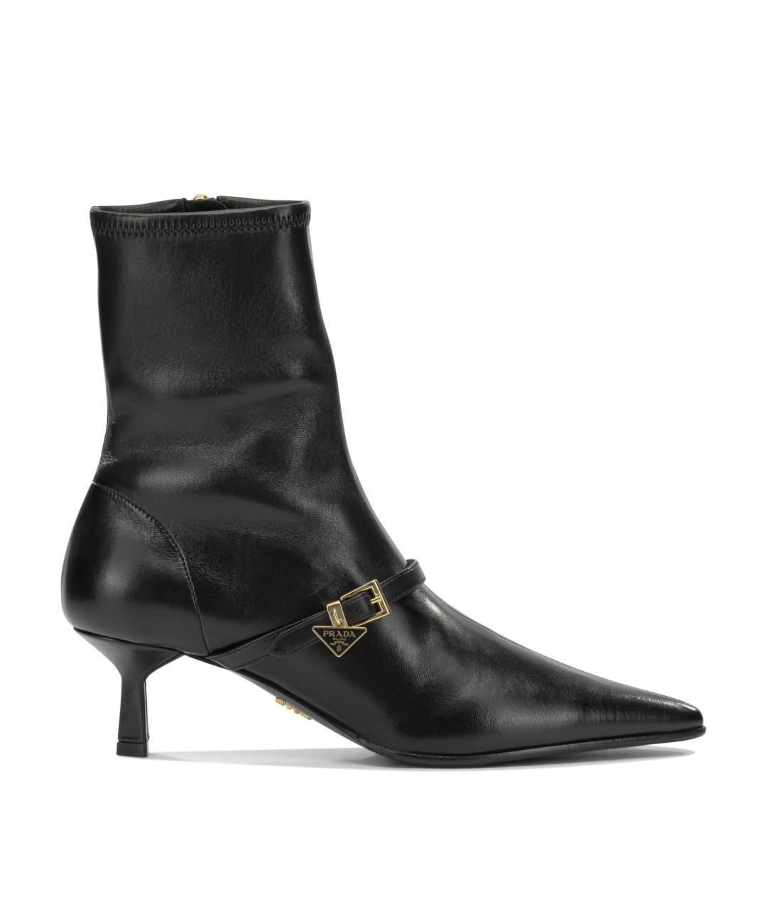 PRADA Черные кожаные ботильоны, фото 1