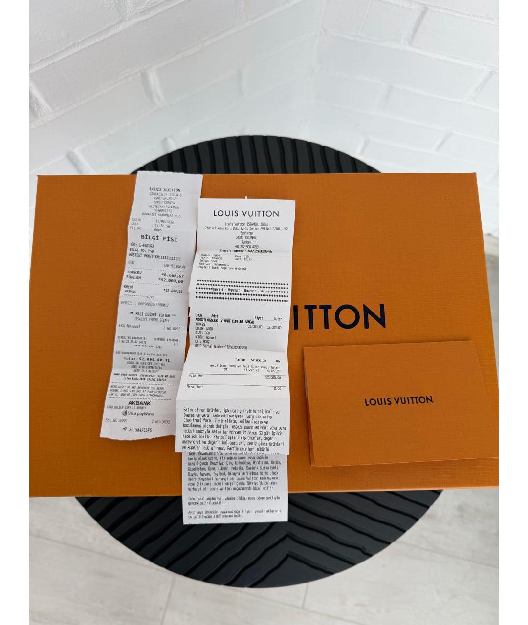 LOUIS VUITTON Черные кожаные сандалии, фото 7