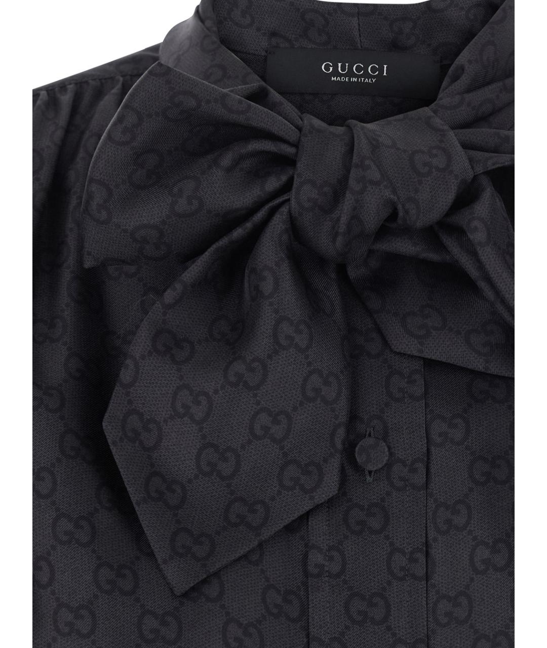 GUCCI Черная шелковая рубашка, фото 3