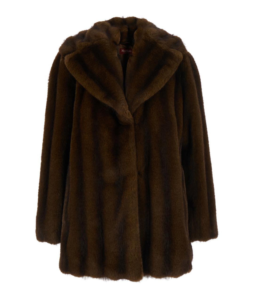 MAX MARA STUDIO Коричневая полиэстеровая шуба, фото 1
