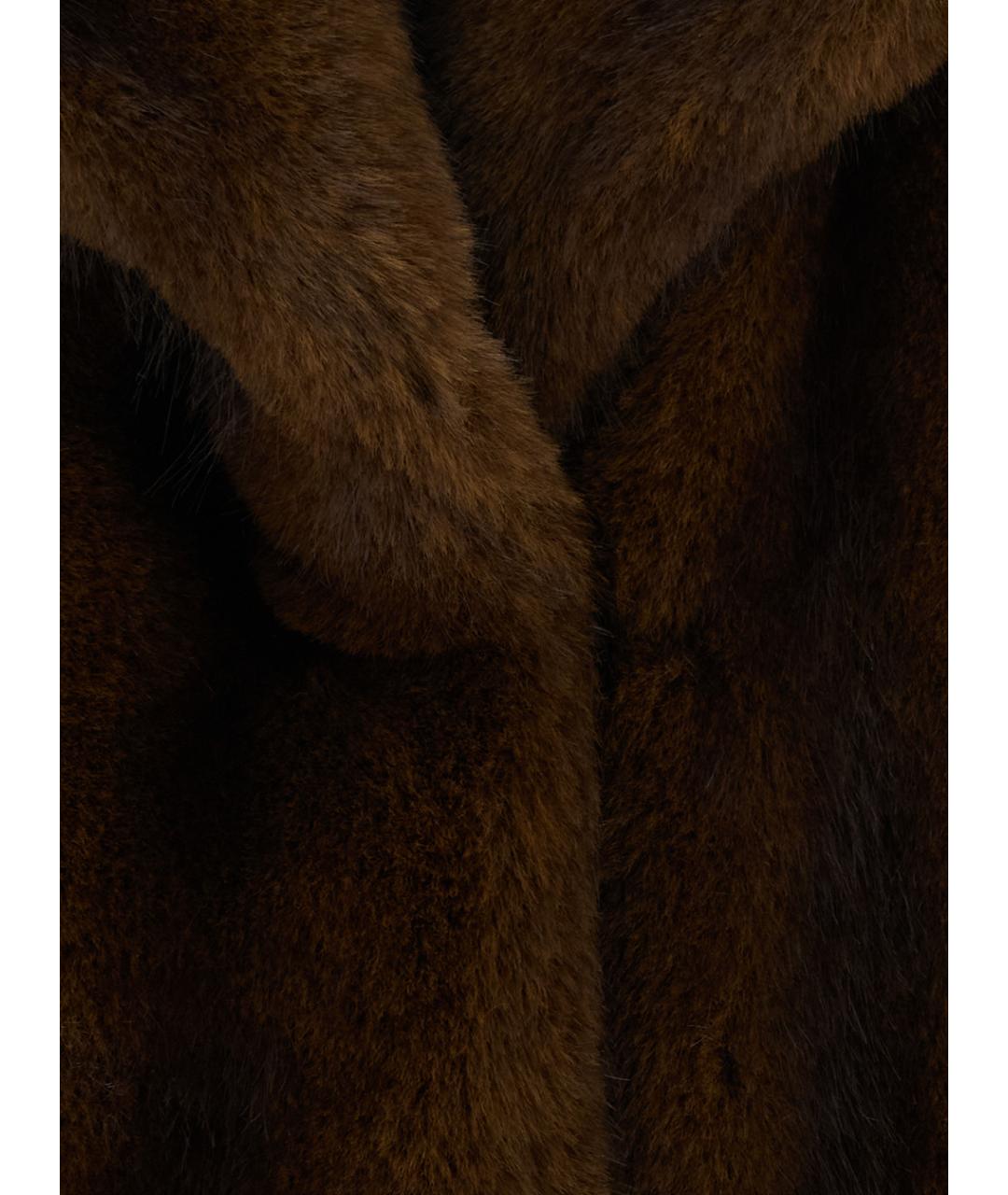 MAX MARA STUDIO Коричневая полиэстеровая шуба, фото 3