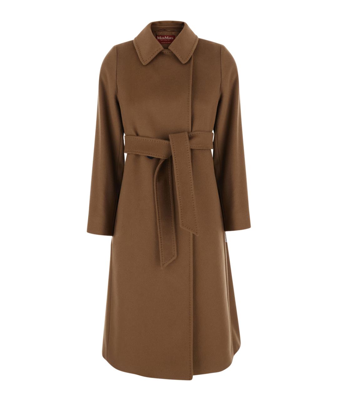 MAX MARA STUDIO Коричневое шерстяное пальто, фото 1