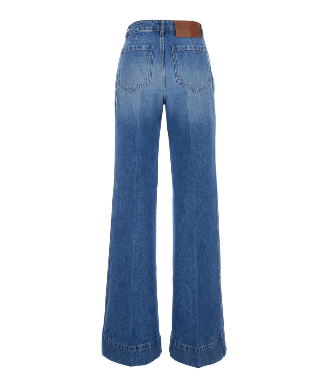 VICTORIA BECKHAM Голубые хлопковые прямые джинсы, фото 2
