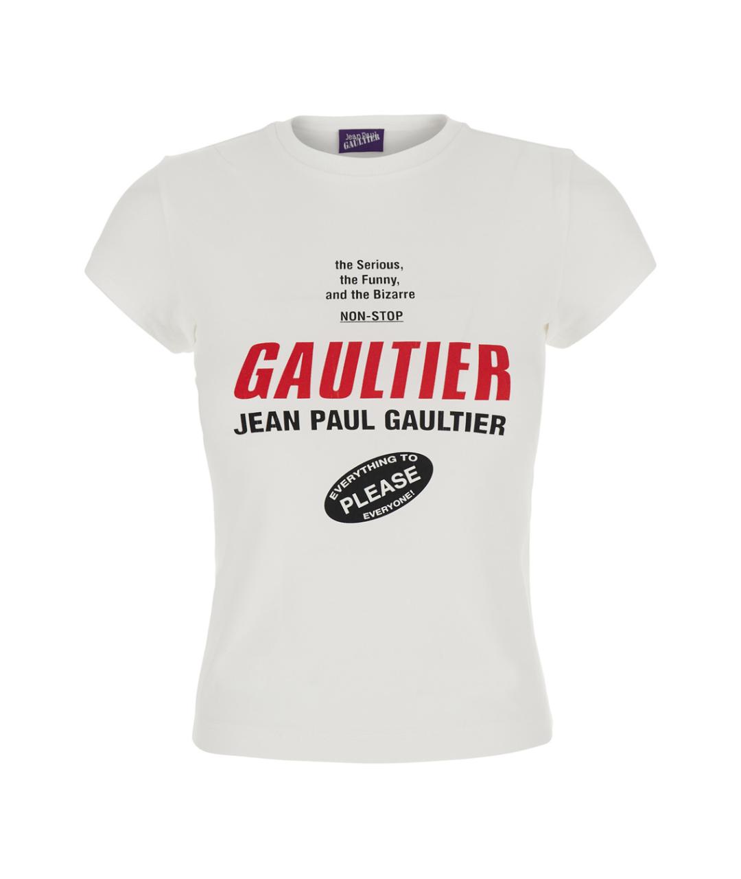 JEAN PAUL GAULTIER Белая хлопко-эластановая футболка, фото 1