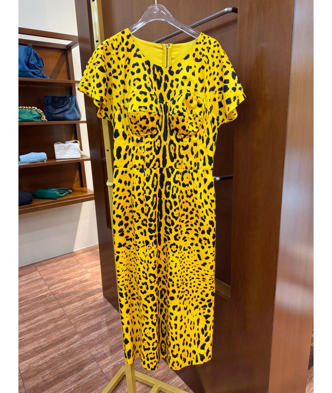 DOLCE&GABBANA Желтое полиэстеровое вечернее платье, фото 4