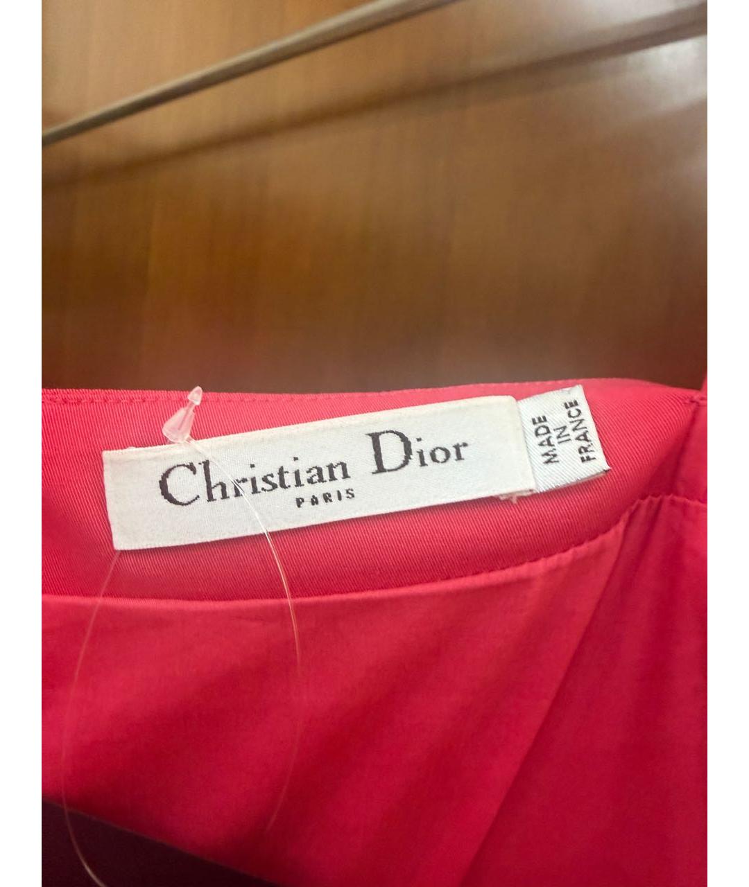 CHRISTIAN DIOR Фуксия хлопковое вечернее платье, фото 3