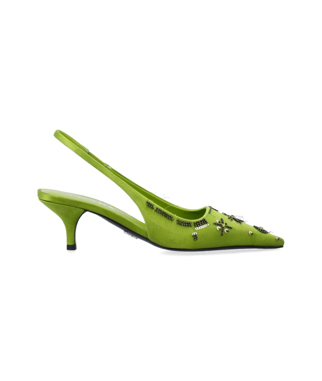 PRADA Зеленые текстильные туфли, фото 4