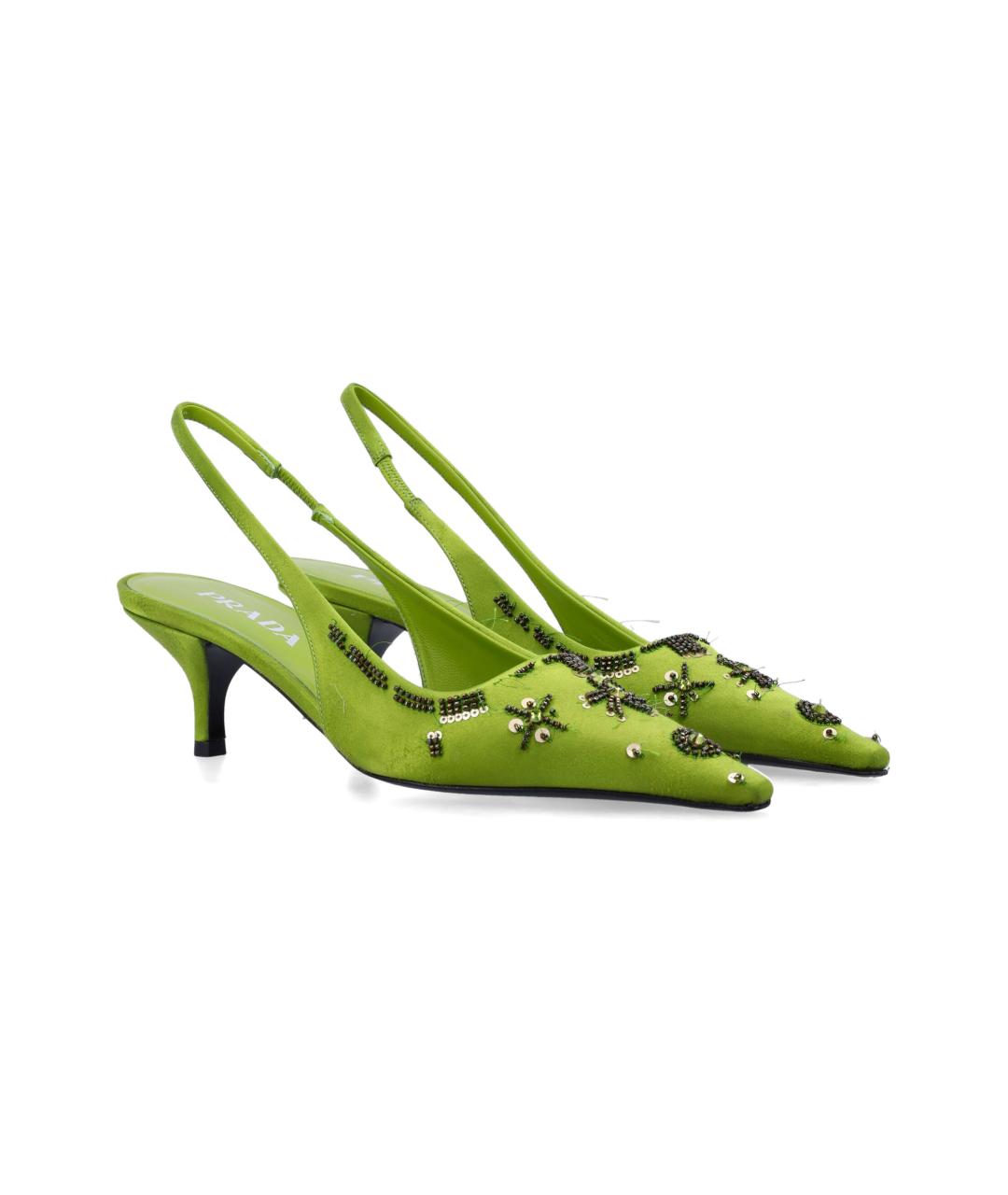 PRADA Зеленые текстильные туфли, фото 2