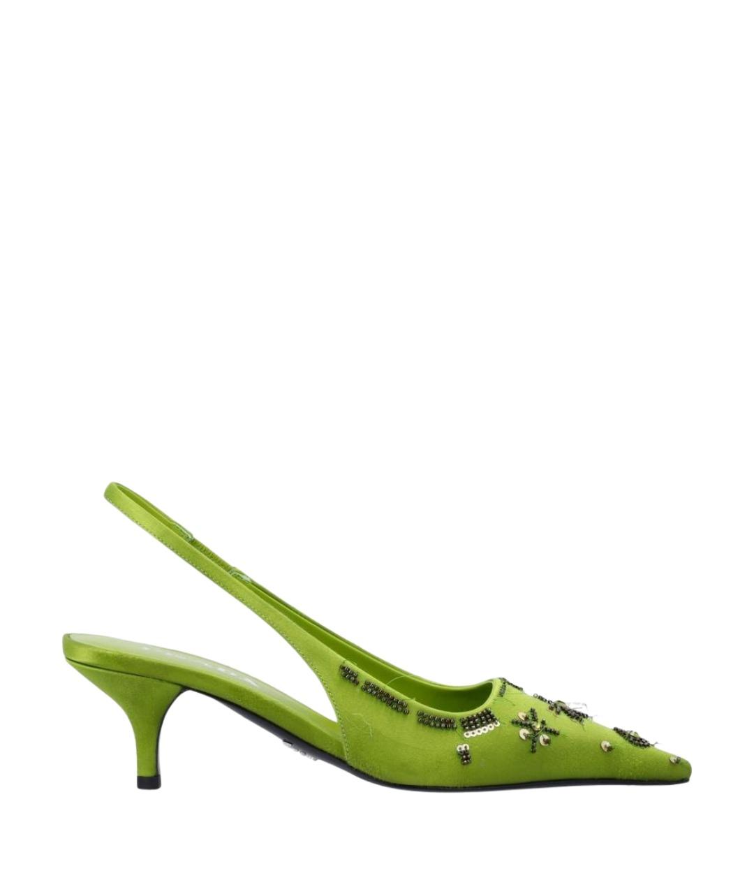 PRADA Зеленые текстильные туфли, фото 1