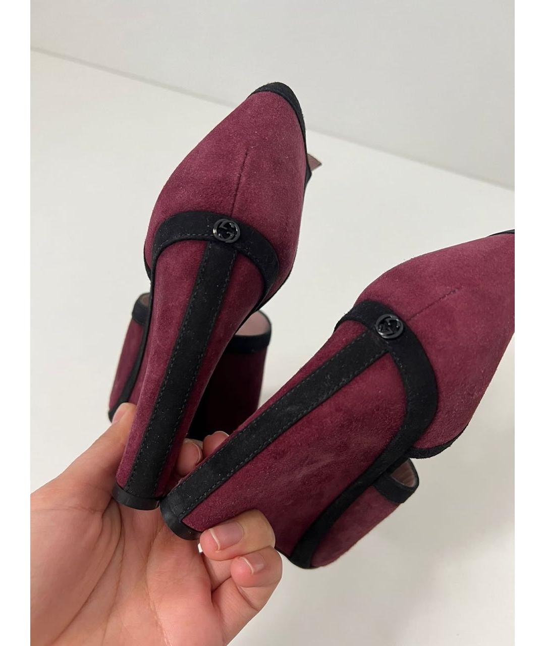 GUCCI Бордовые босоножки, фото 6