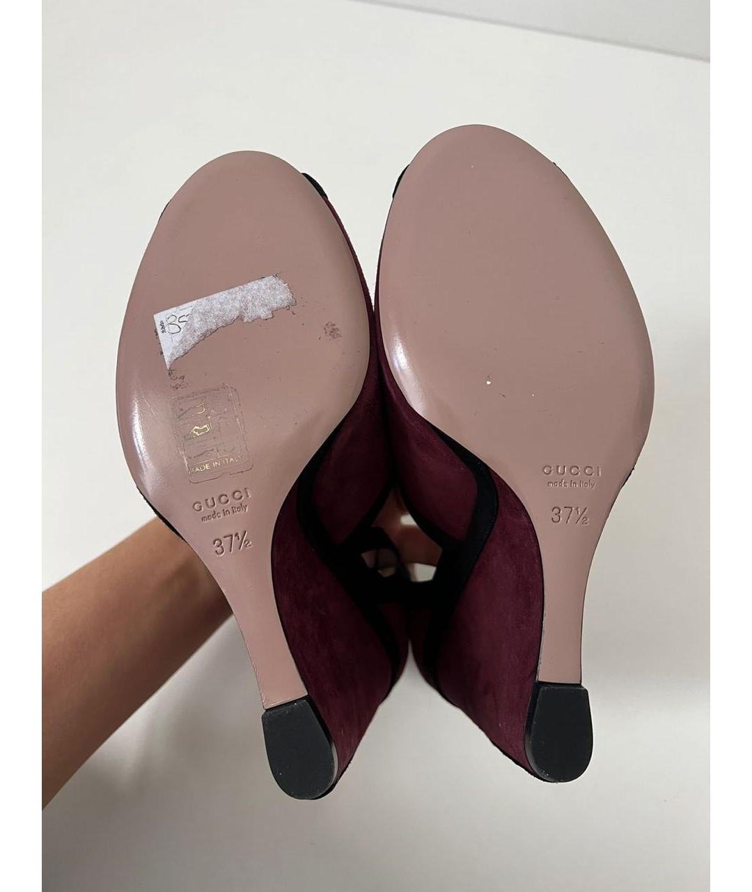 GUCCI Бордовые босоножки, фото 5