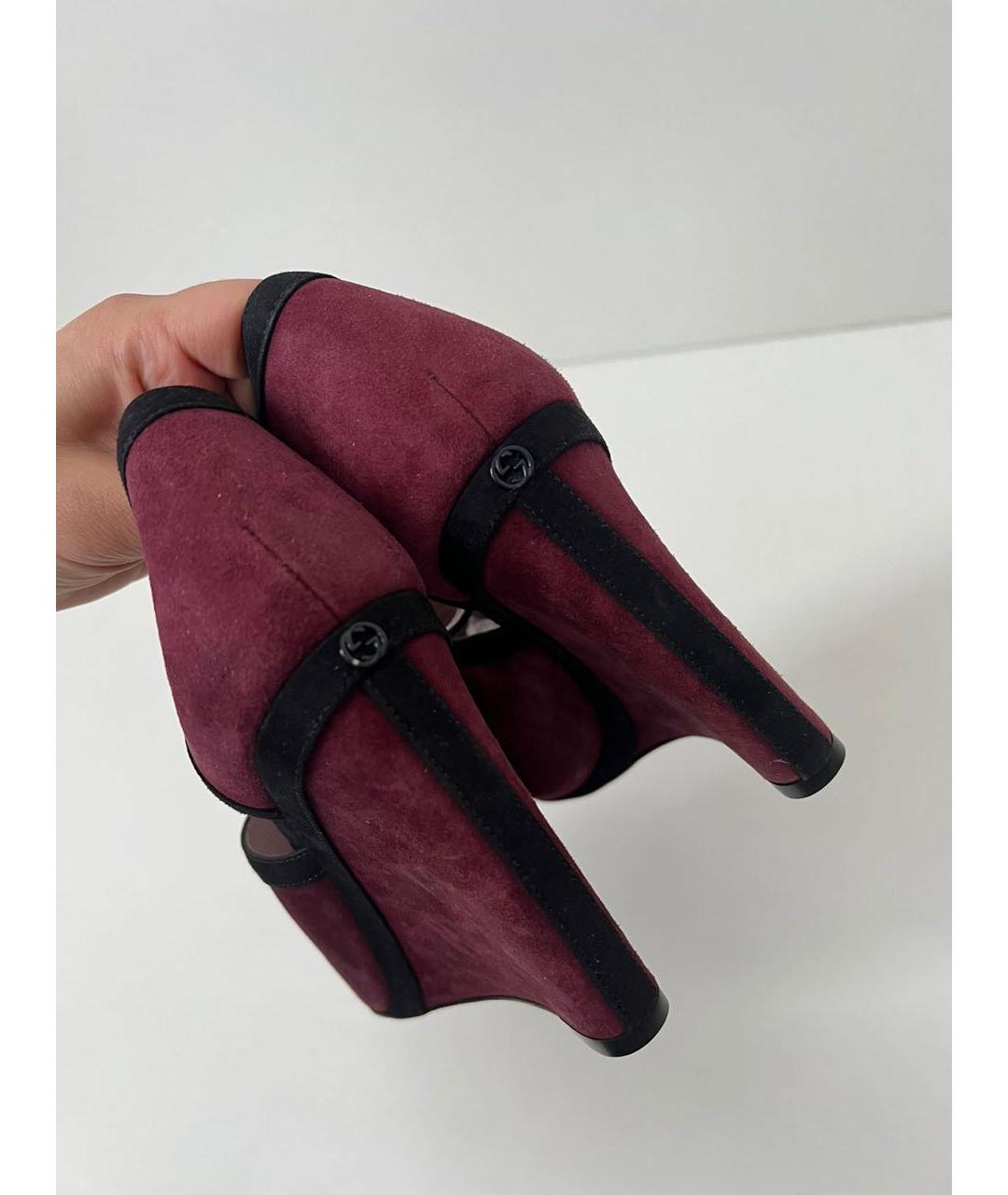 GUCCI Бордовые босоножки, фото 4