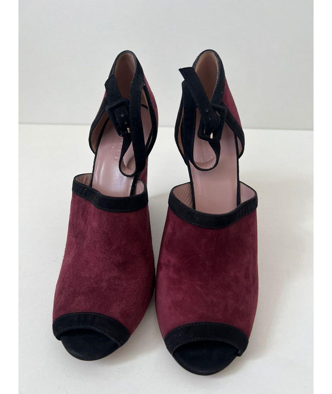 GUCCI Бордовые босоножки, фото 3