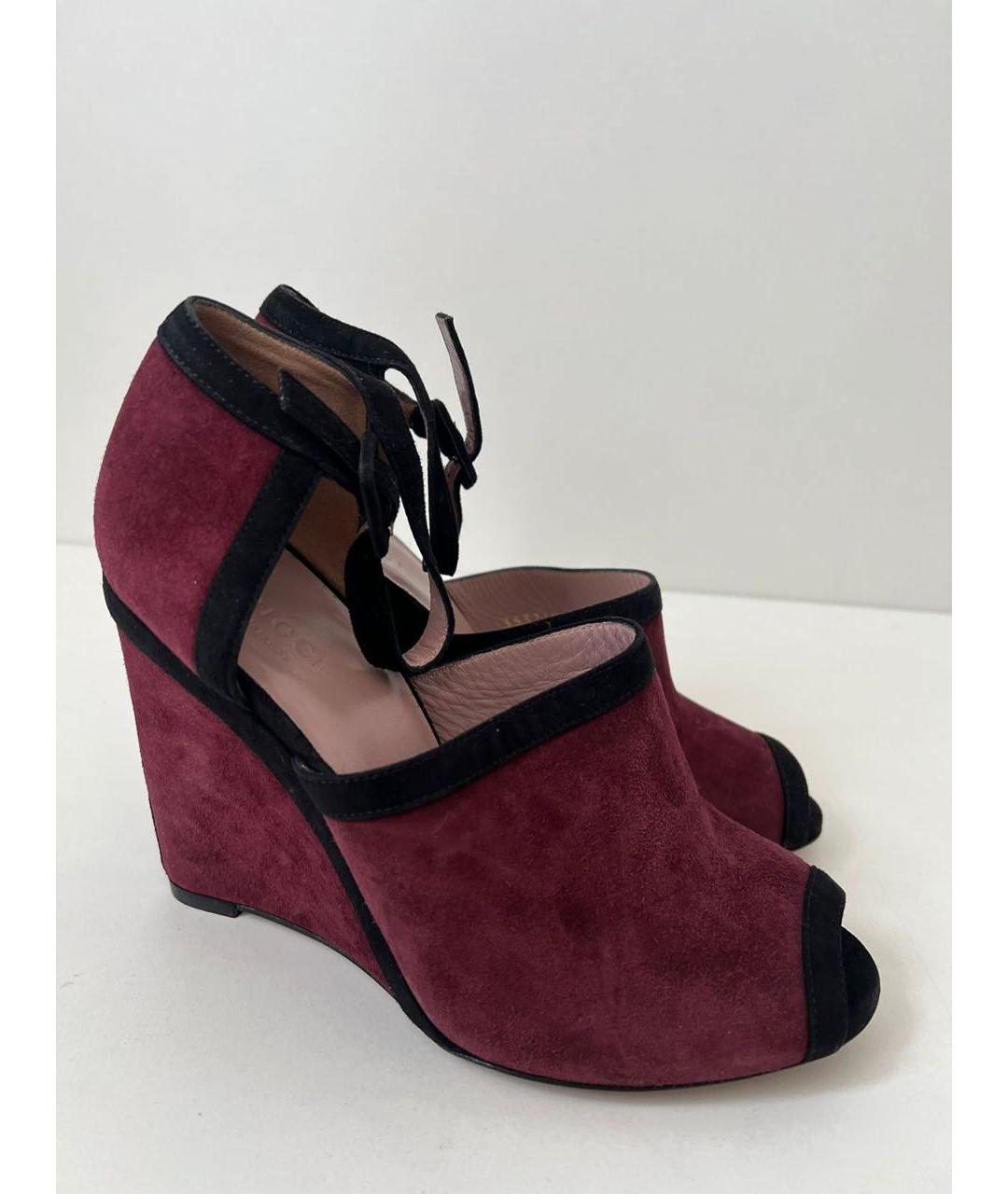 GUCCI Бордовые босоножки, фото 2