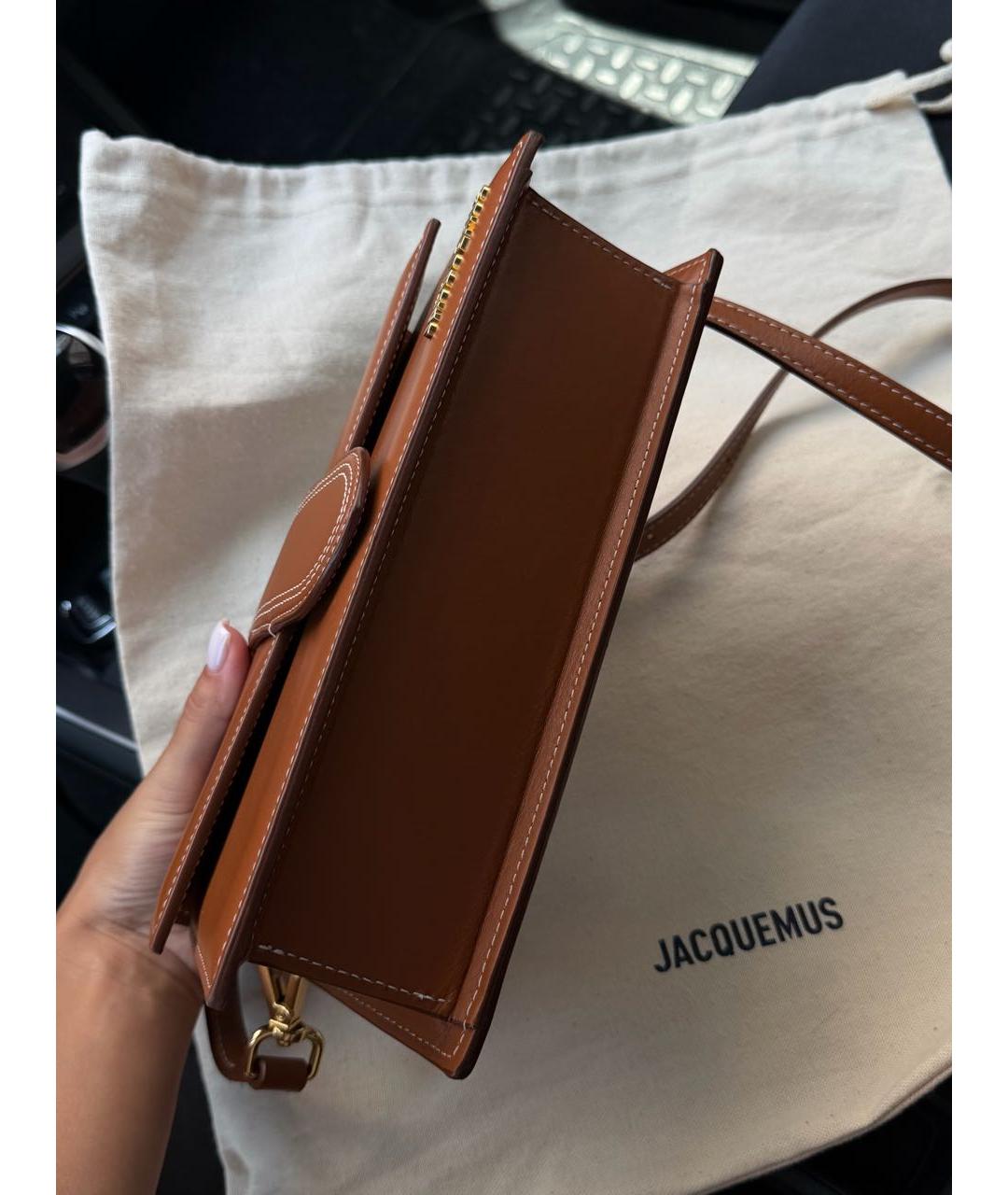 JACQUEMUS Коричневая кожаная сумка через плечо, фото 4