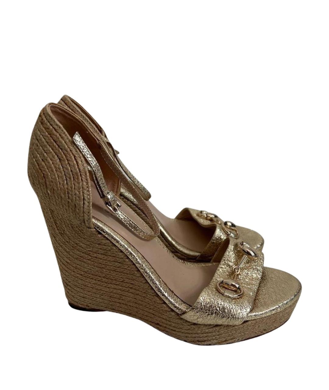 GUCCI Золотые босоножки, фото 9