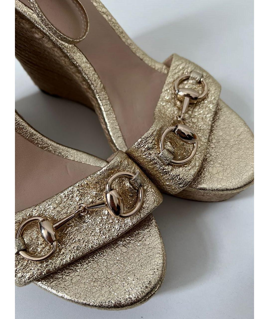 GUCCI Золотые босоножки, фото 4