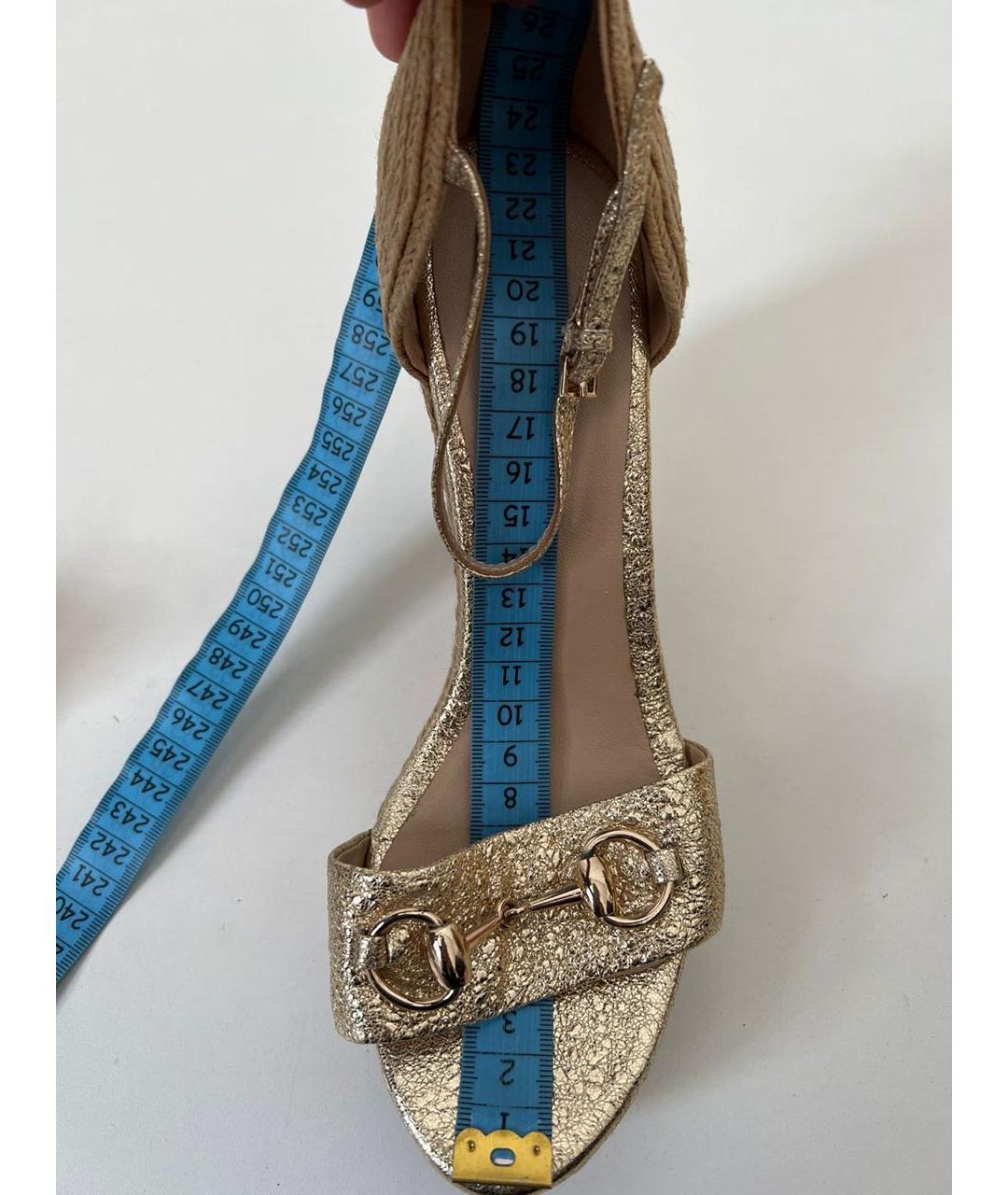GUCCI Золотые босоножки, фото 5