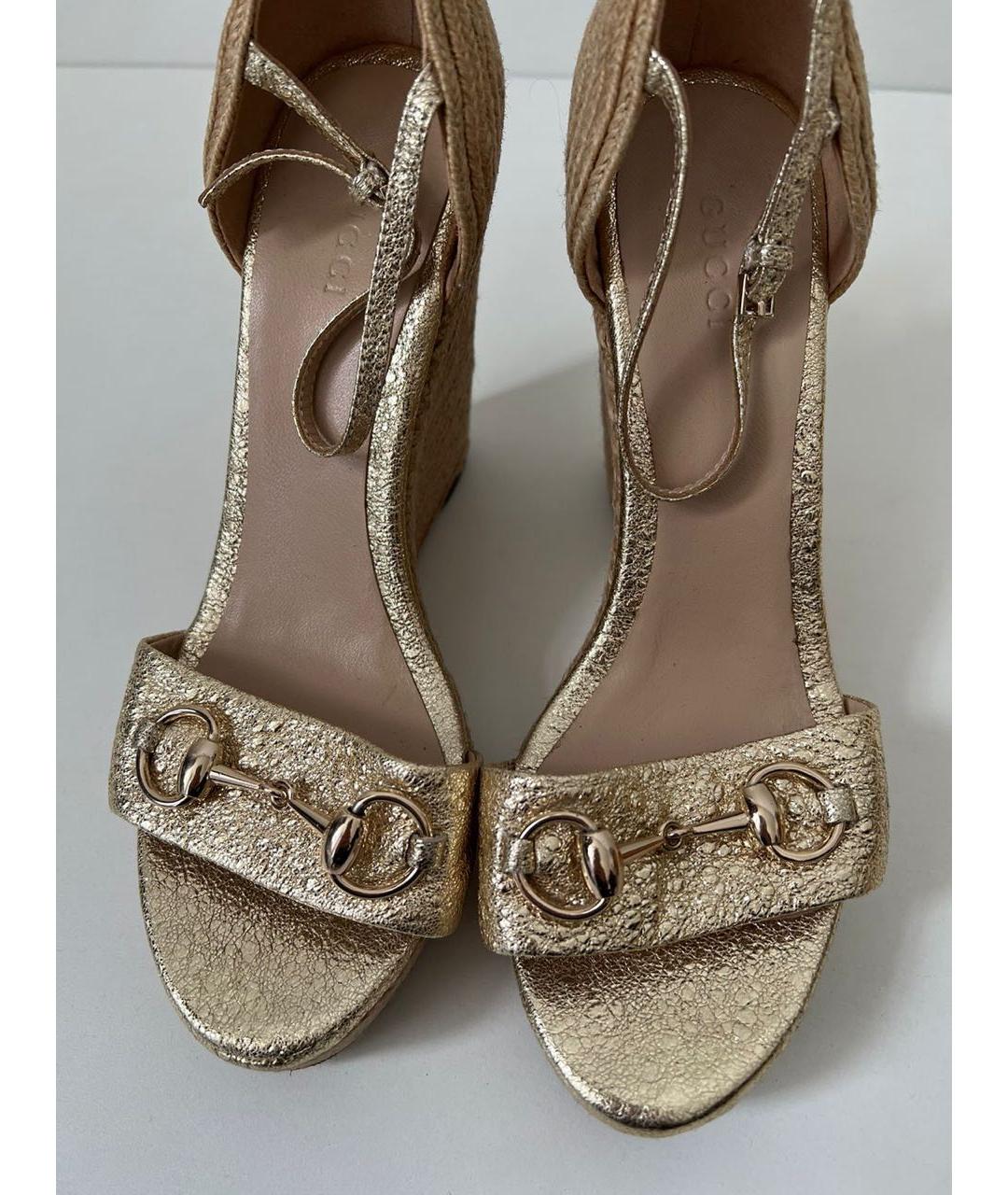 GUCCI Золотые босоножки, фото 8