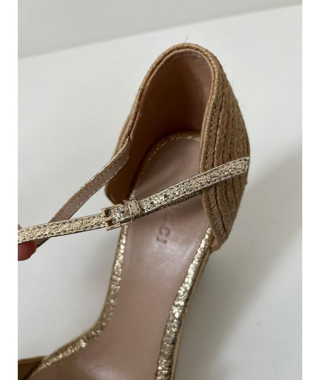 GUCCI Золотые босоножки, фото 7