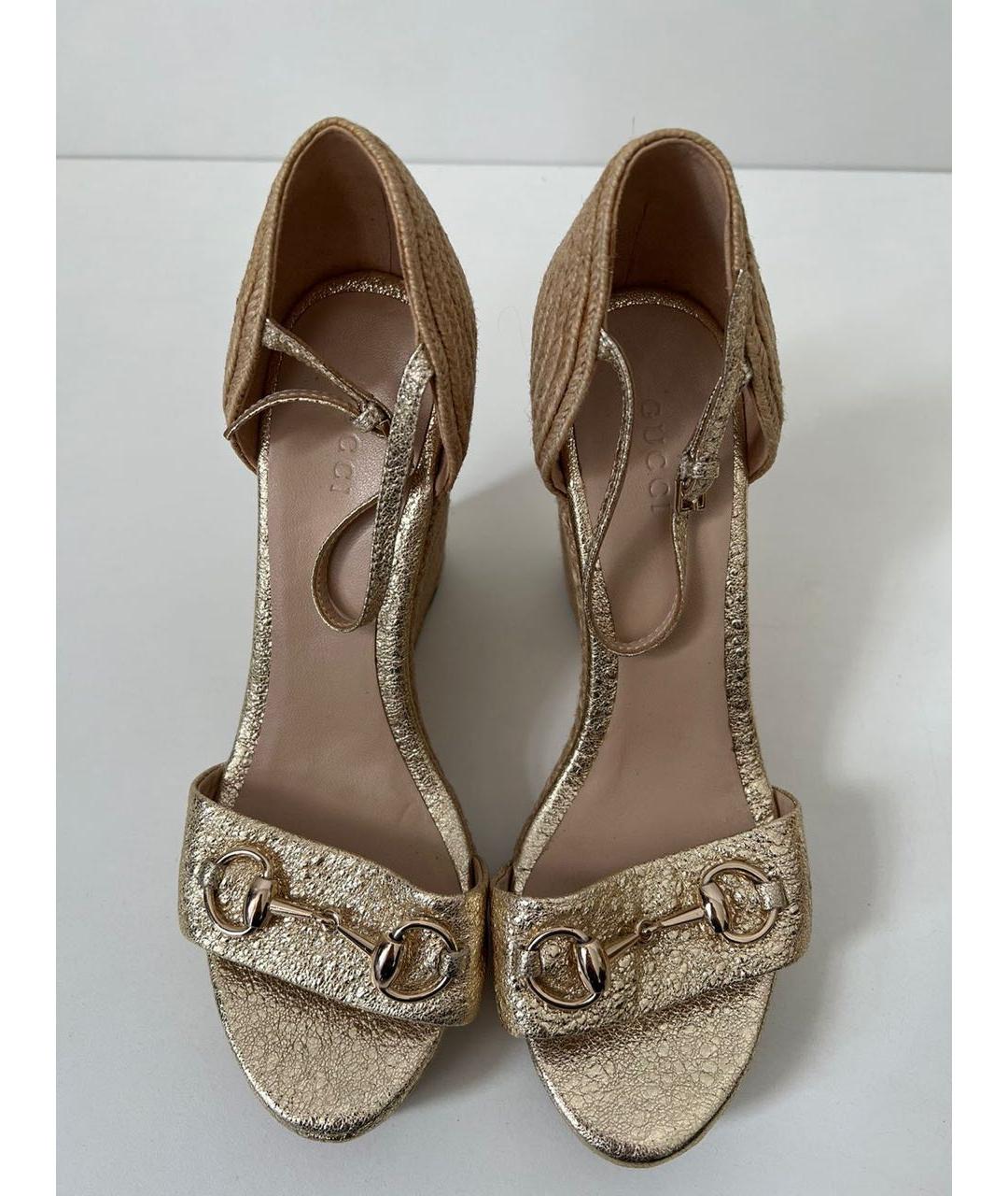 GUCCI Золотые босоножки, фото 3