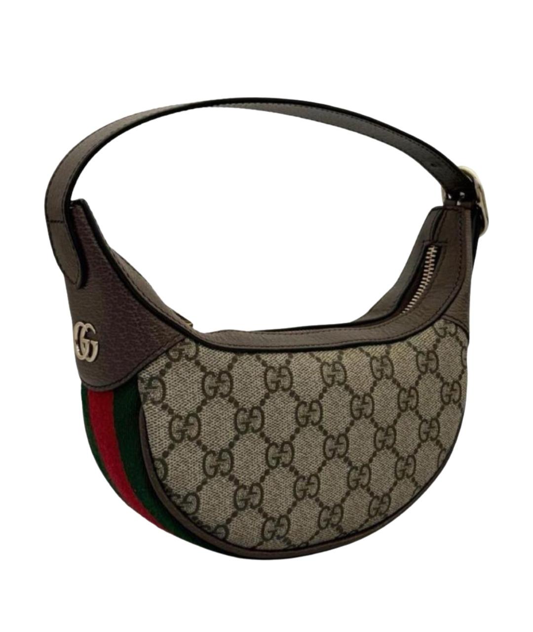 GUCCI Бежевая сумка с короткими ручками из канвы, фото 1