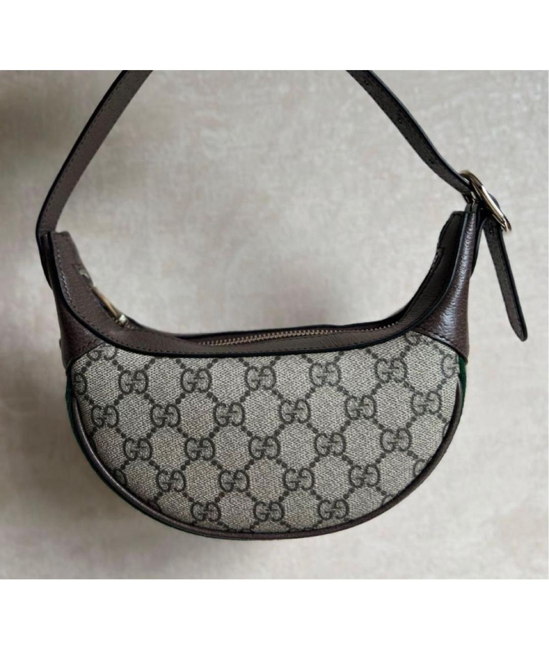 GUCCI Бежевая сумка с короткими ручками из канвы, фото 2