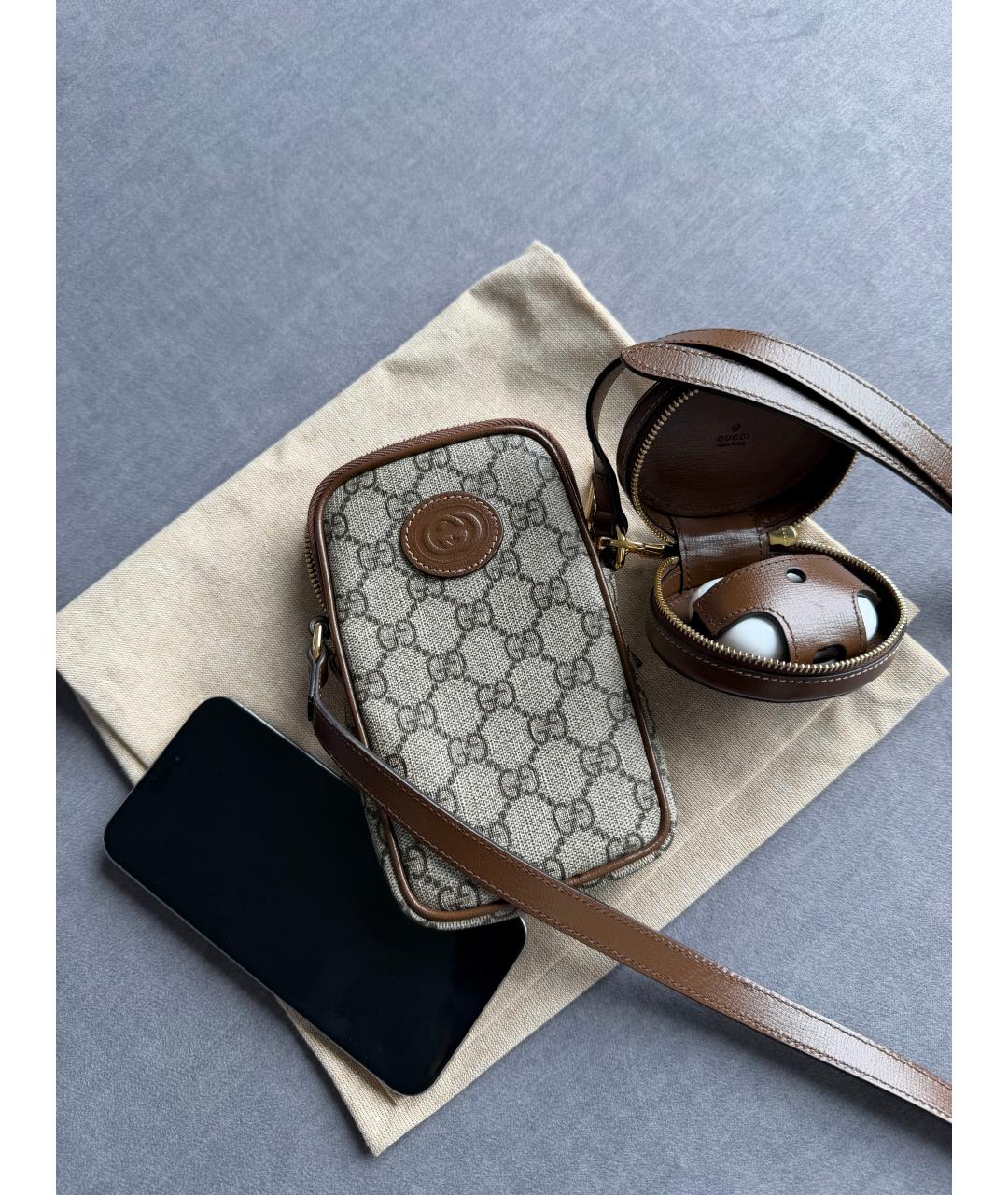 GUCCI Коричневая кожаная сумка через плечо, фото 5