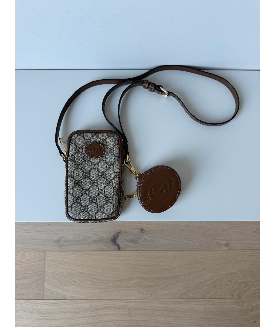 GUCCI Коричневая кожаная сумка через плечо, фото 9