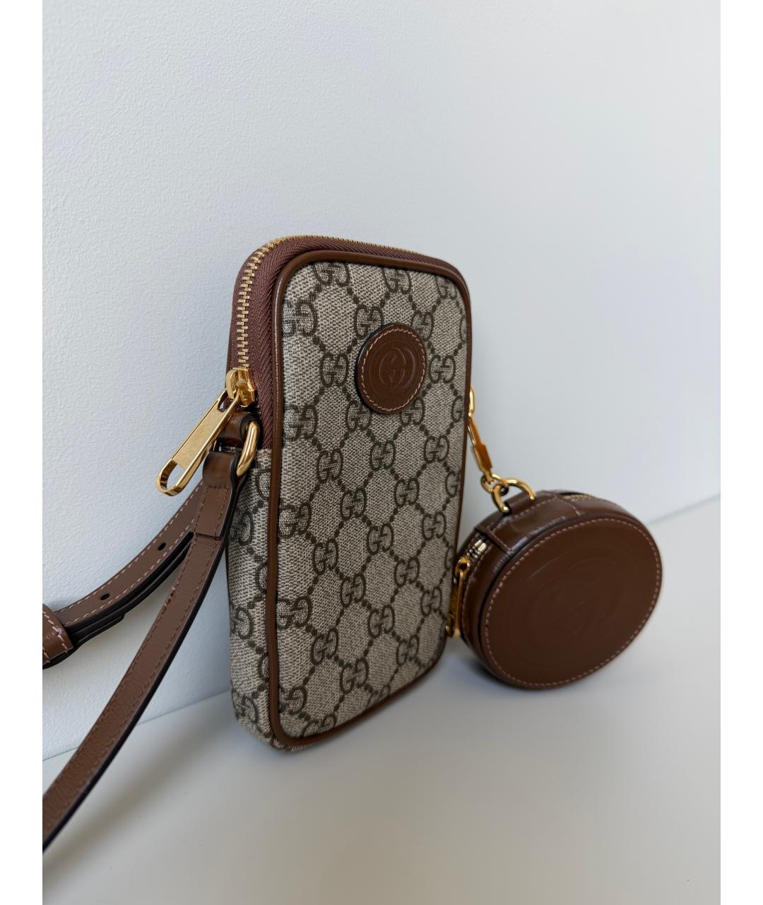 GUCCI Коричневая кожаная сумка через плечо, фото 2