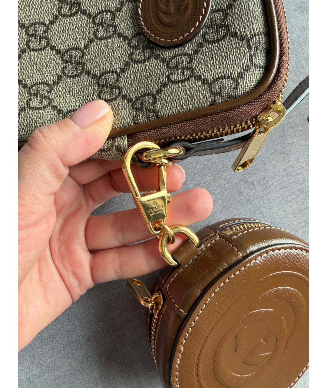 GUCCI Коричневая кожаная сумка через плечо, фото 8