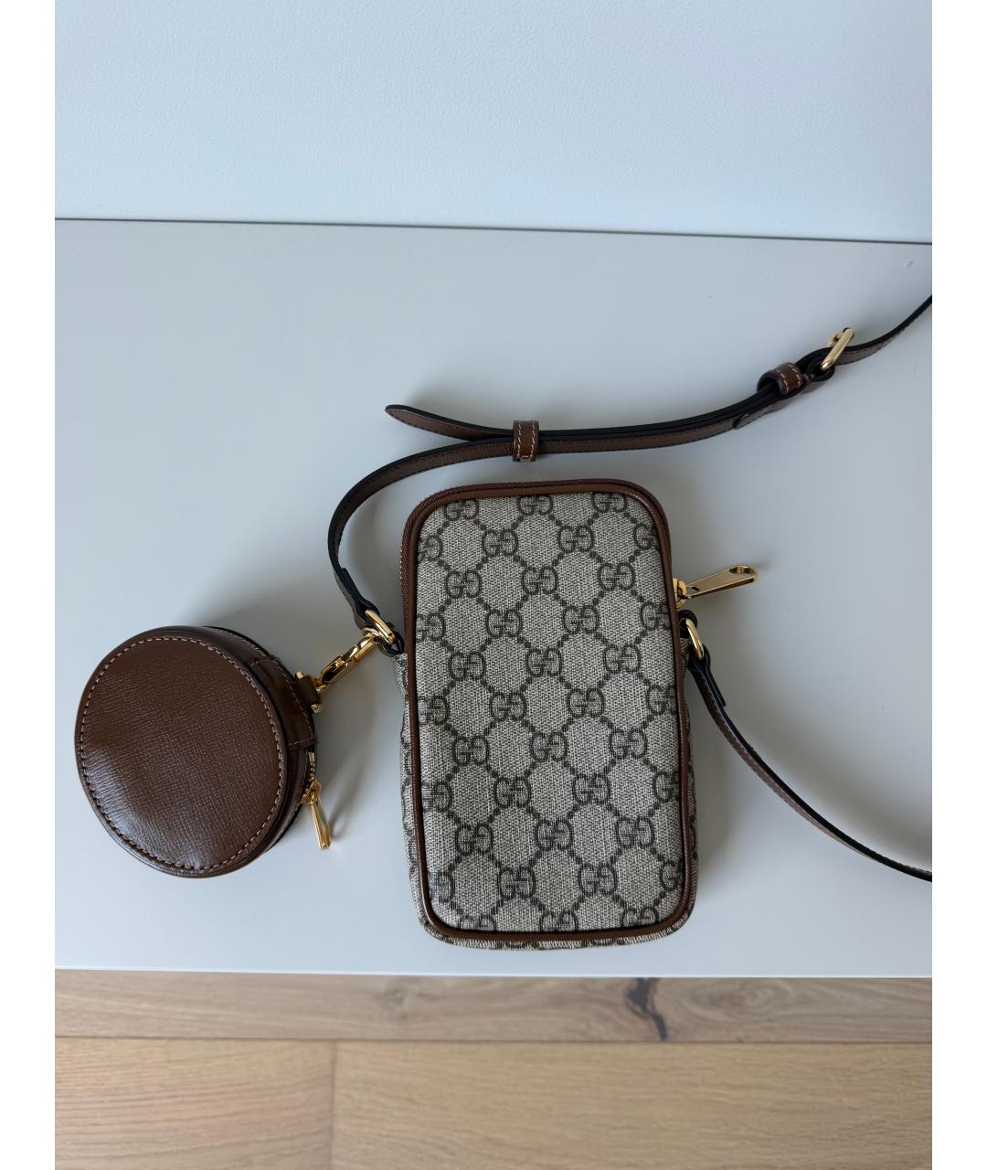 GUCCI Коричневая кожаная сумка через плечо, фото 3