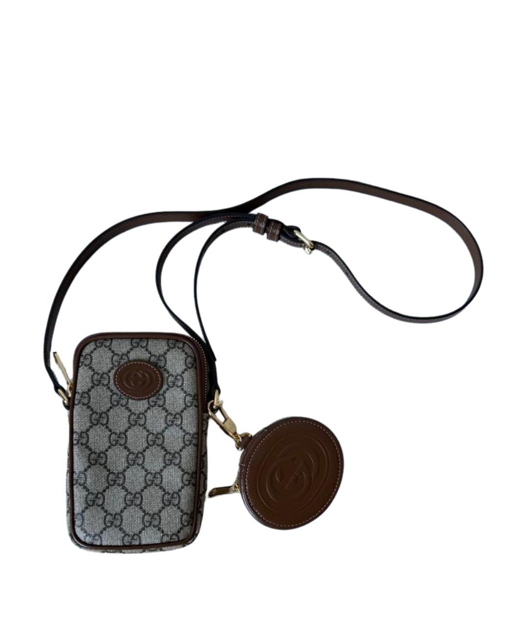 GUCCI Коричневая кожаная сумка через плечо, фото 1