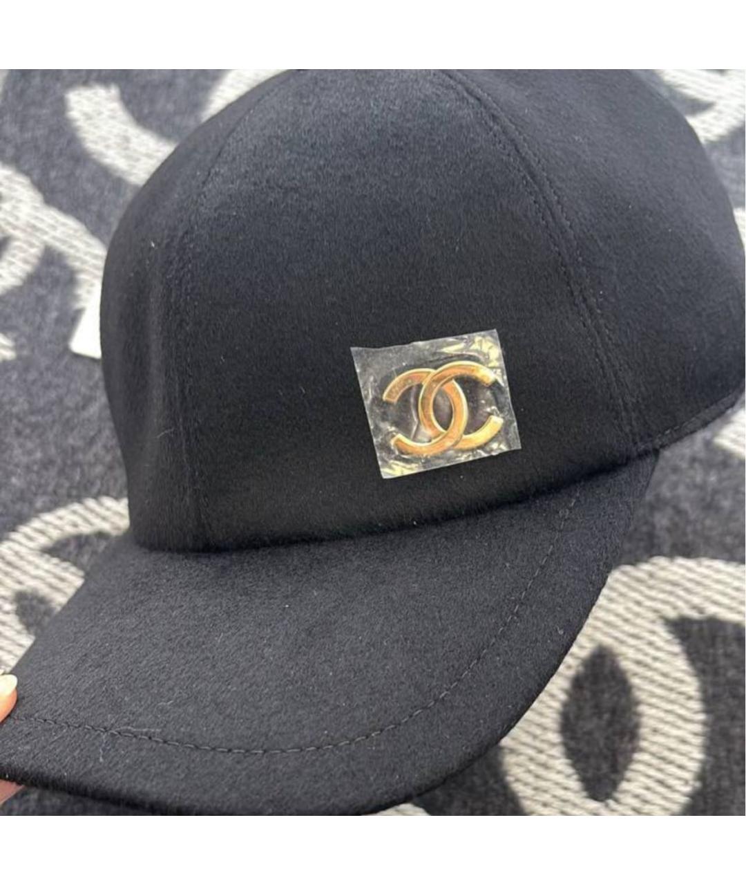 CHANEL Черная кашемировая кепка, фото 2