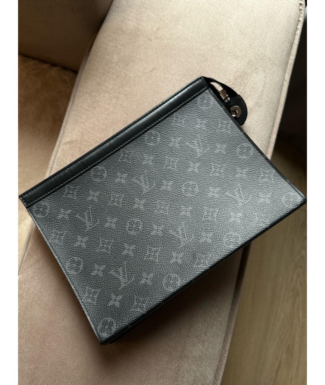 LOUIS VUITTON Черная сумка тоут из канвы, фото 7