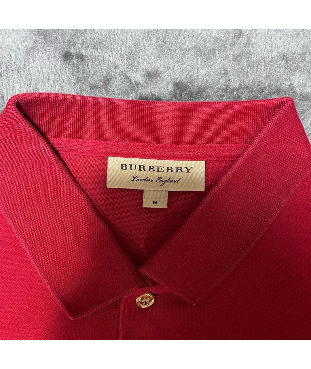 BURBERRY Красное хлопковое поло с коротким рукавом, фото 3